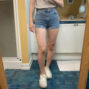 American Apparel High Waisted Jean Shorts